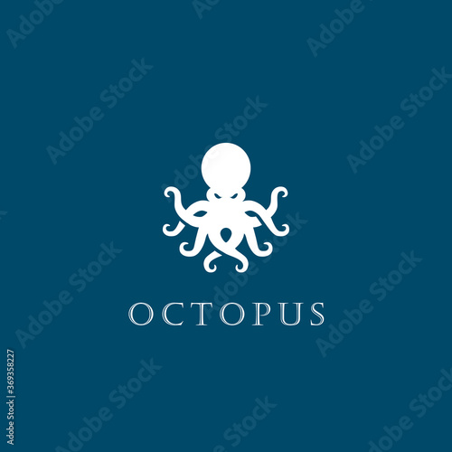 Octopus Logo Design Symbol Template Flat Style Vector Illustration