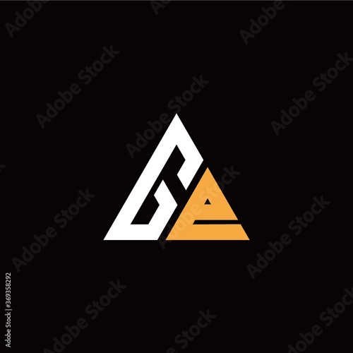 Free Download G E initial logo modern triangle with black background - GFXLoad