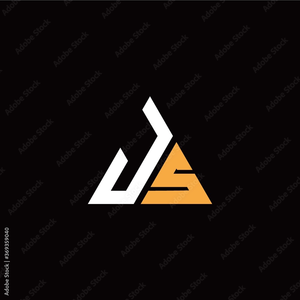 J S initial logo modern triangle with black background J S initial logo modern triangle with black background