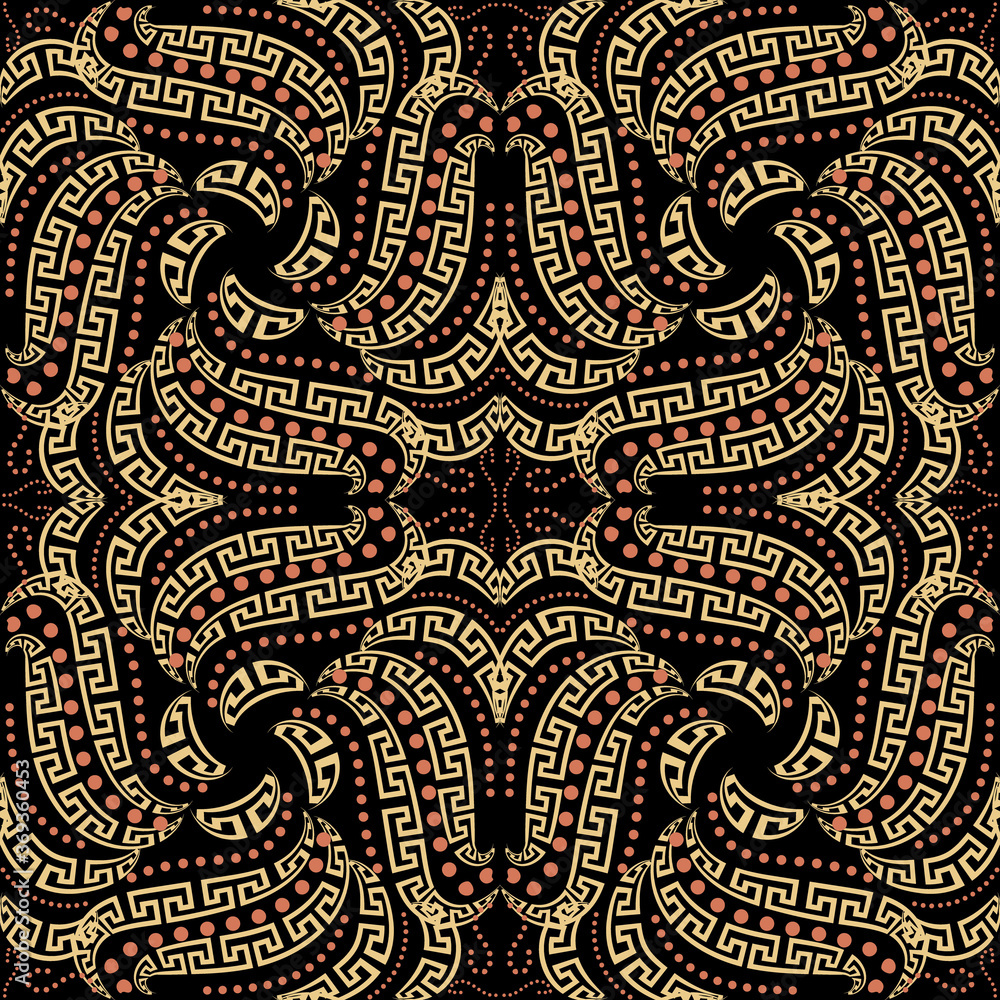 Intricate greek vector seamless pattern. Ornamental floral backg