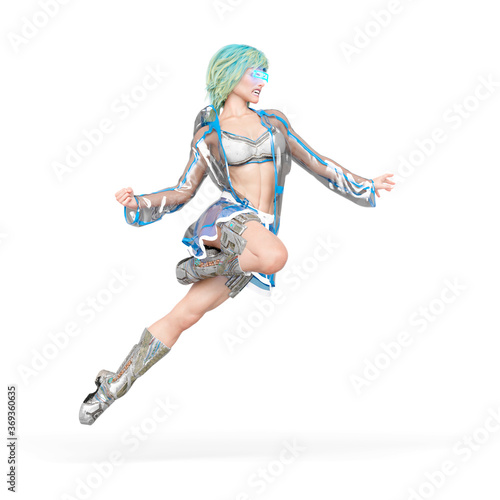 runner girl is jumping to punch