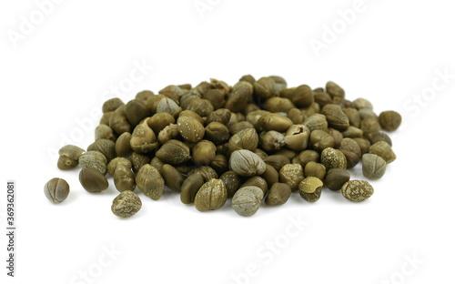capers isolated on a white background. Marinated Capers