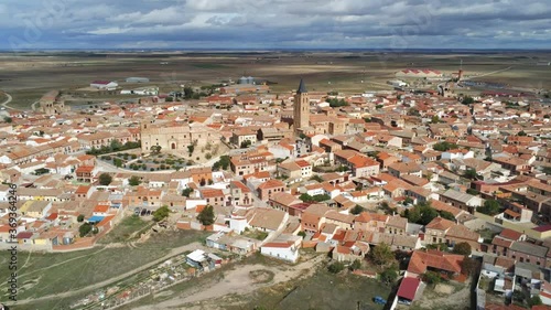 Avila. Madrigal de las Altas Torres. Historical village of Spain. Aerial Drone Footage photo