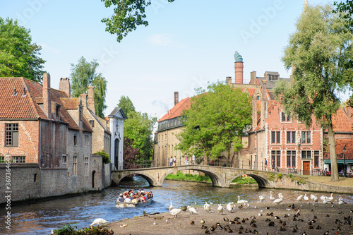 Canal view of Bruges in Belgium