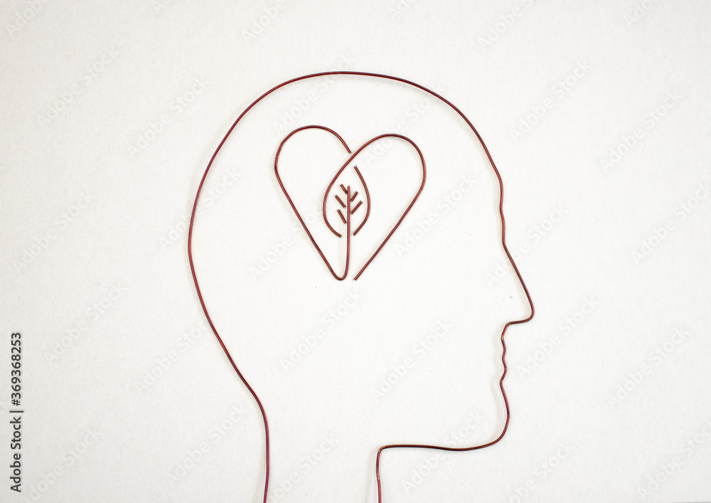 human head silhouette with heart human head silhouette with heart