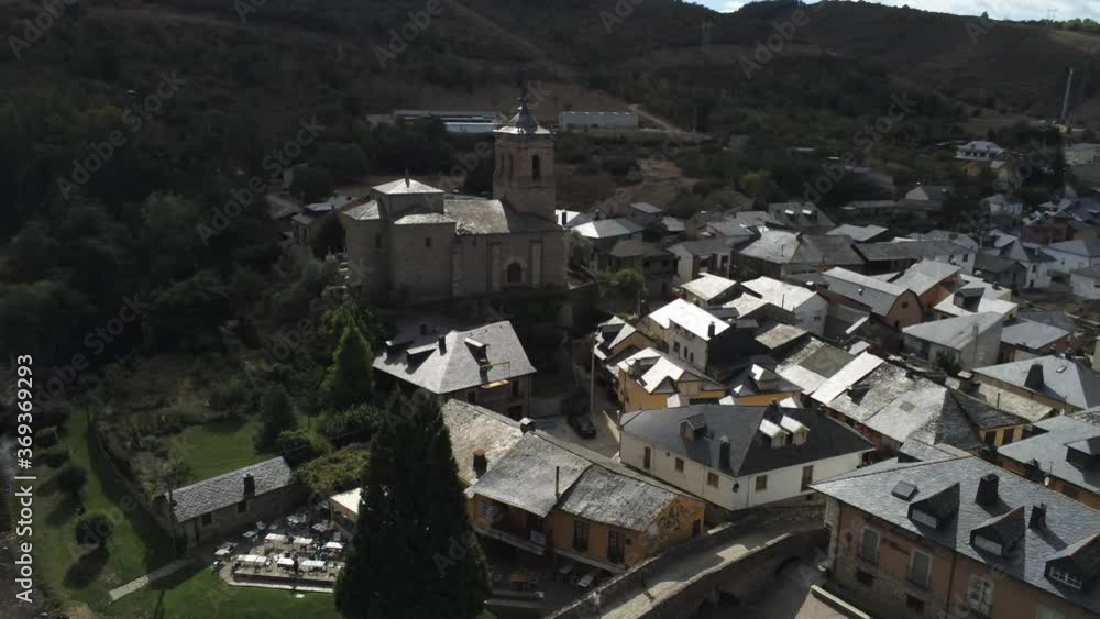 Molinaseca. Village in El Bierzo. Leon,Spain Aerial Drone Footage. Camino de Santiago Molinaseca. Village in El Bierzo. Leon,Spain Aerial Drone Footage. Camino de Santiago