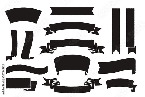 手描き風リボンのフレームセット(黒)