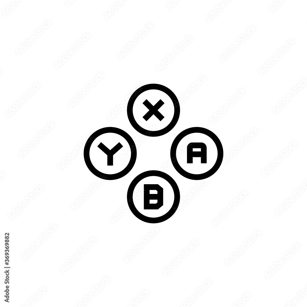 Game control button icon in black line style icon, style isolated on white background Game control button icon in black line style icon, style isolated on white background