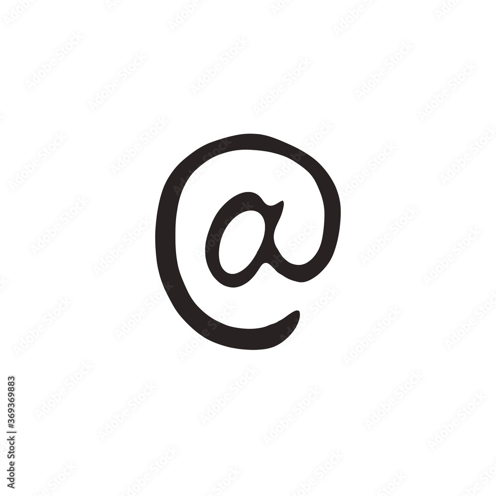 at sign doodle icon, vector black illustration at sign doodle icon, vector black illustration