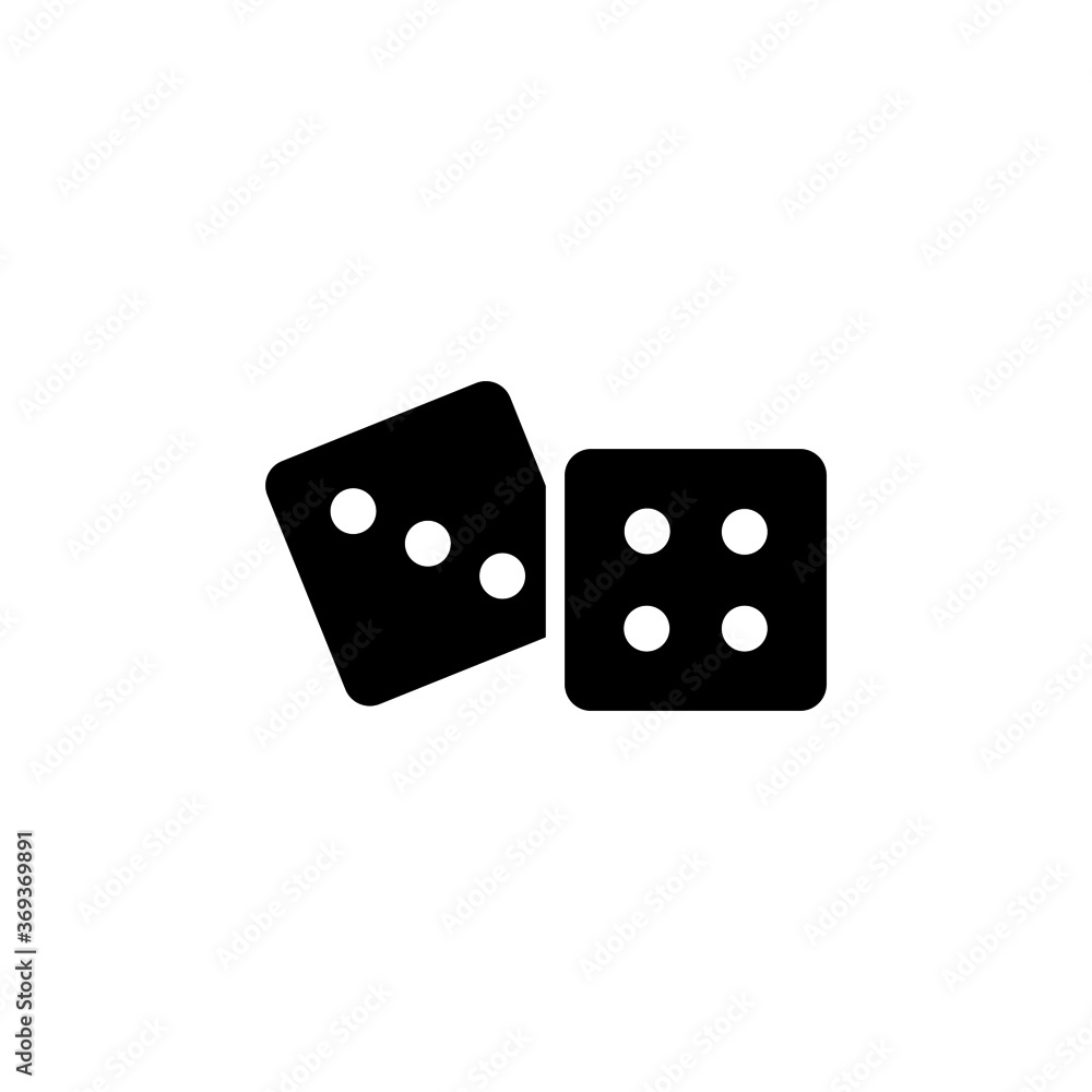 Game dice vector icon in black flat glyph, filled style isolated on white background Game dice vector icon in black flat glyph, filled style isolated on white background