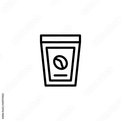 coffee sachet icon in black line style icon, style isolated on white background