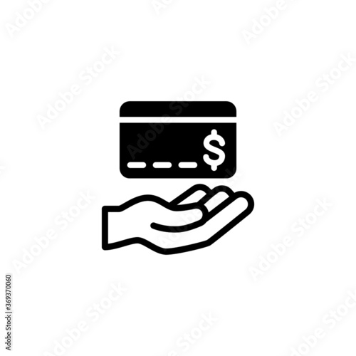 Payment icon in black flat glyph, filled style isolated on white background