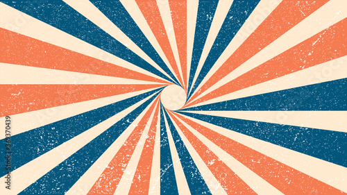 vector illustration retro grunge orange blue sunburst background