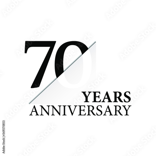 70 years anniversary celebration logo design. black cut style isolated