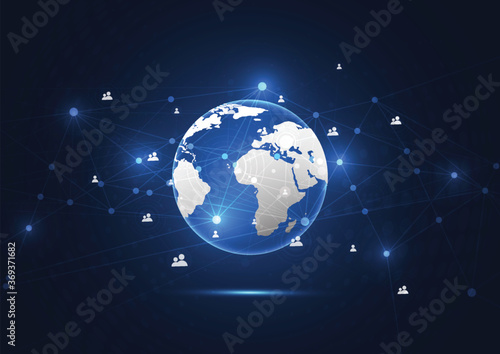 Global network connection. World map point and line composition concept of global business. Vector Illustration