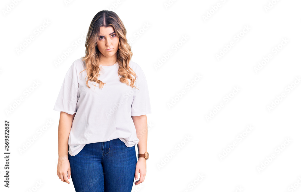 Young caucasian woman wearing casual clothes skeptic and nervous, frowning upset because of problem. negative person. Young caucasian woman wearing casual clothes skeptic and nervous, frowning upset because of problem. negative person.