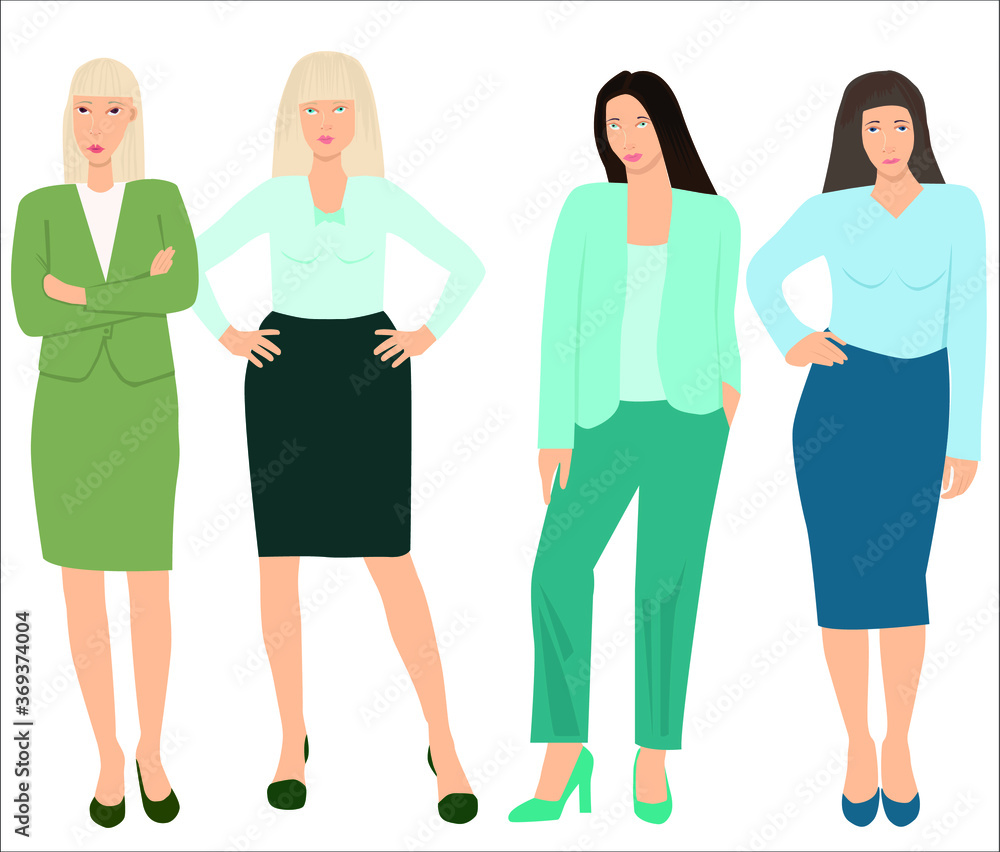 Office staff. Group of professionals dressed in business style.Vector illustration. White background isolated. Office staff. Group of professionals dressed in business style.Vector illustration. White background isolated.