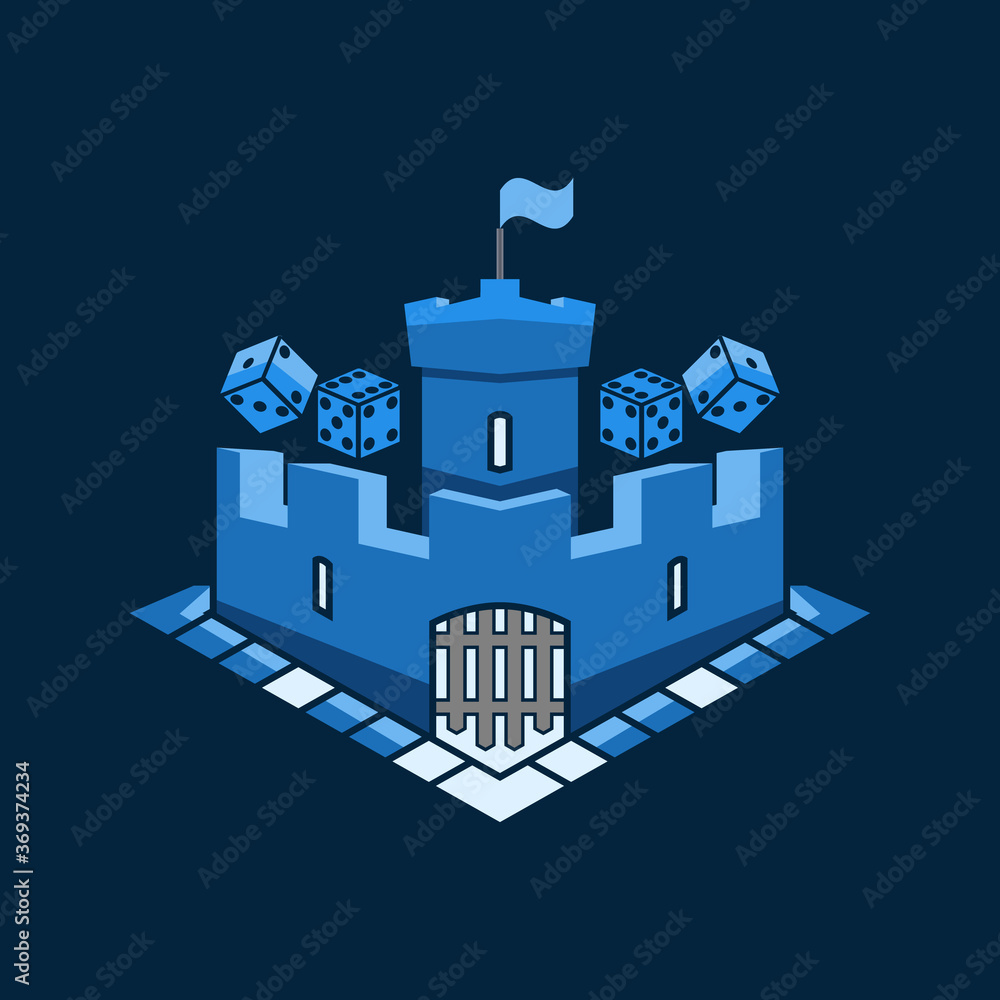 blue castle board game logo creative concept