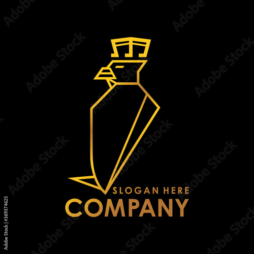 modern falcon monoline with music crown logo creative concept