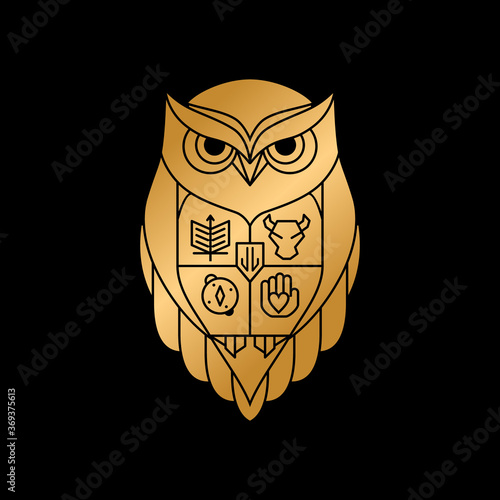 modern owl crest family logo creative concept photo