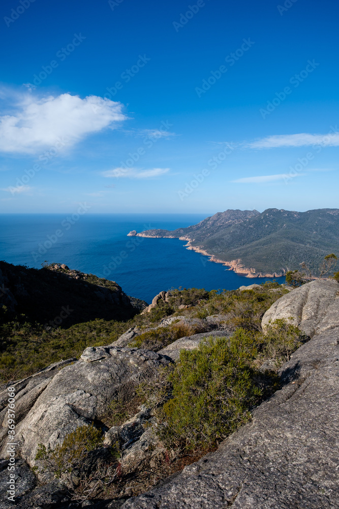 view of the sea and mountains of Wineglass Bay