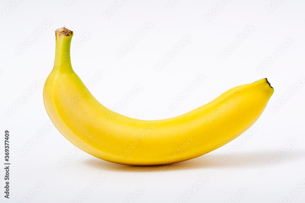 Single banana against white background
