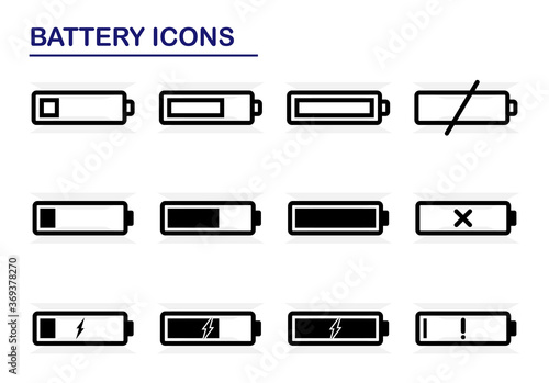 Set of battery charge level indicators. EPS 10