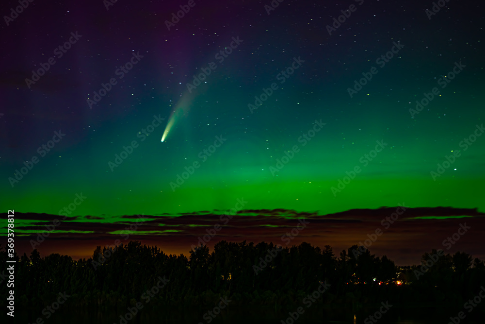 Naklejka premium Neowise and Aurora