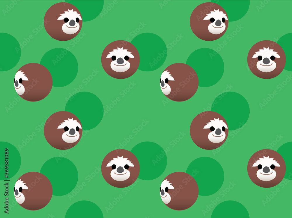 Animal Head Sloth Animate Spinning Vector Illustration Seamless Background-01 Animal Head Sloth Animate Spinning Vector Illustration Seamless Background-01
