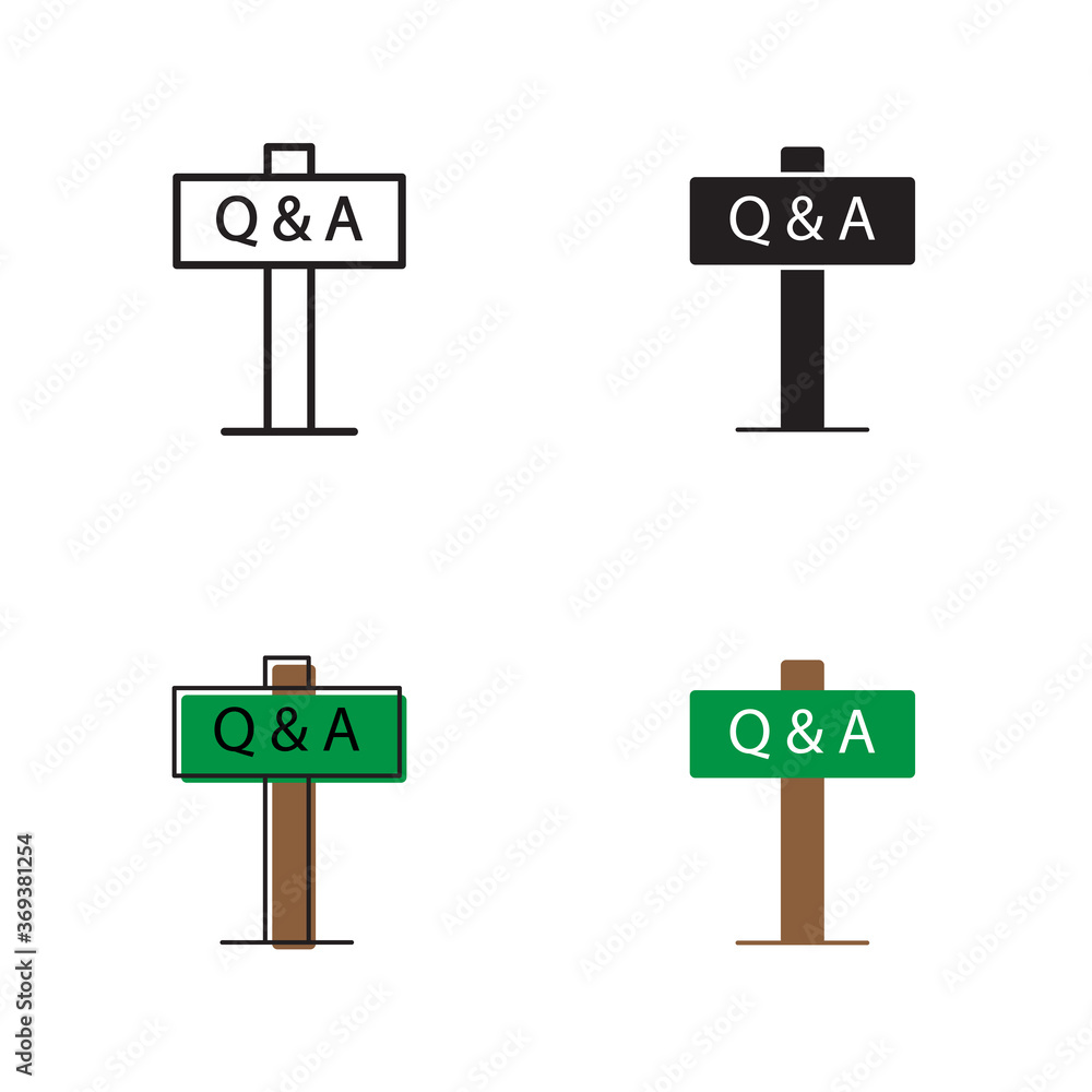 Simple question and answer icon on white background 4 types such as outline, black, color, outline and color. Vector illustration. Simple question and answer icon on white background 4 types such as outline, black, color, outline and color. Vector illustration.