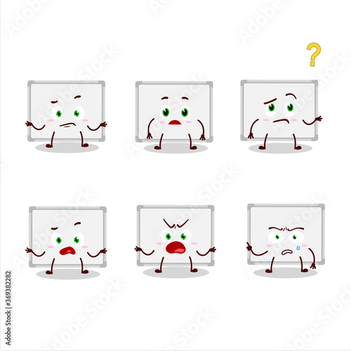 Cartoon character of whiteboard with what expression