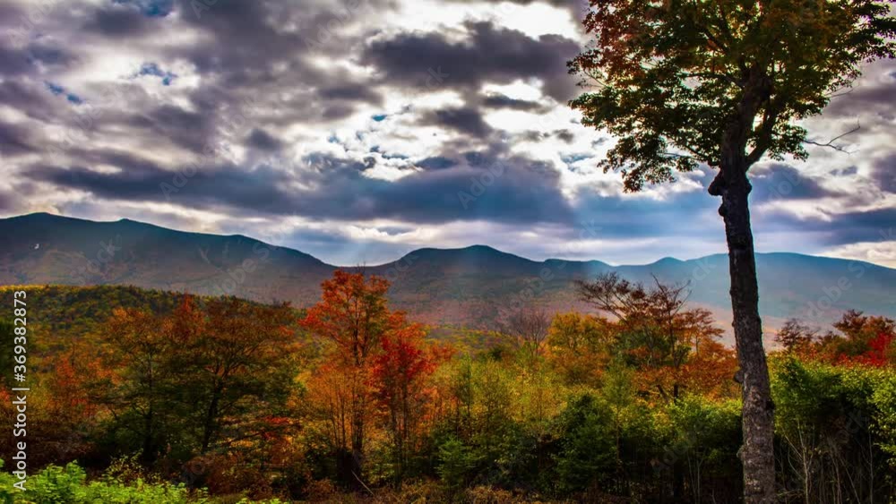 Smoky Mountain National Park Overlook of fall foliage and autumn colored leaves with Sun Rays Time lapse 4K Smoky Mountain National Park Overlook of fall foliage and autumn colored leaves with Sun Rays Time lapse 4K