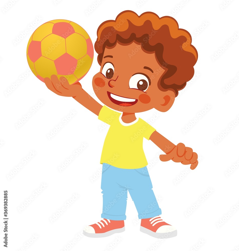 boy holds soccer ball