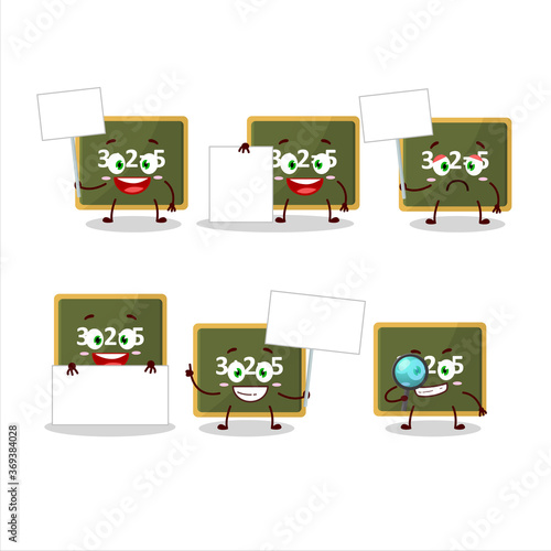 Chalk board cartoon character bring information board