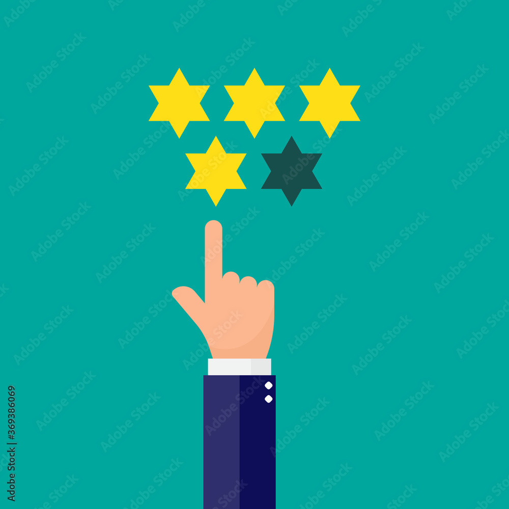 Five gold stars with hand Vector illustration. Five gold stars with hand Vector illustration.