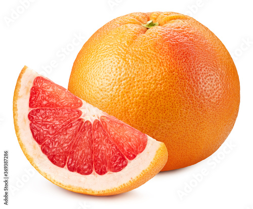 Grapefruit full macro shoot food ingredient on white isolated