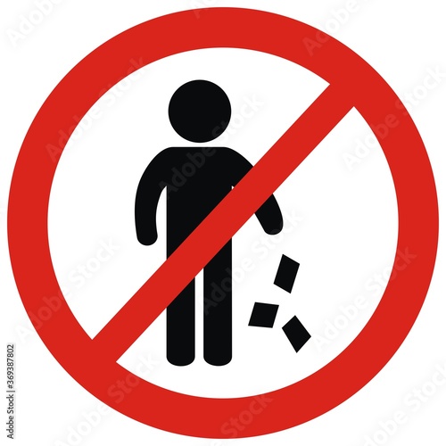 No waste, vector sign, red circle frame