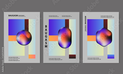 Set of gradient Baugasm poster with pastel colors flyer to fashion brands aesthetic  and minimalist.Graphic vector with mature light gradients. A4 layout for using in modern poster, flyer, cover etc.