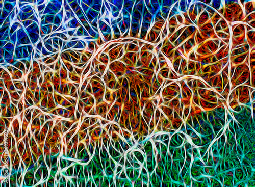 abstract background with colorful lines red, green and blue with fractal lights