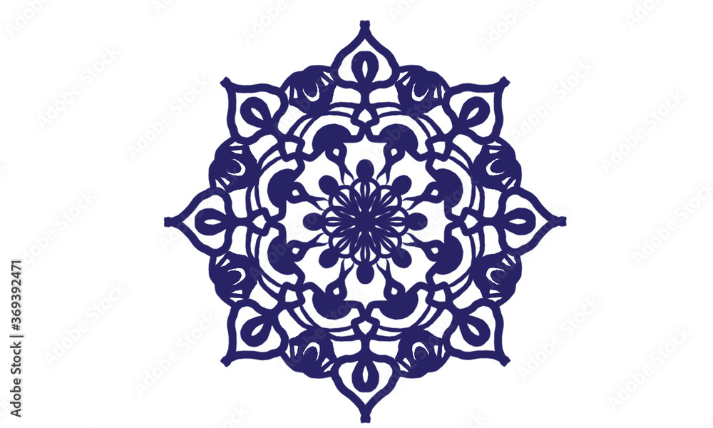 Ornamental Round Lace Pattern Mandala on White Background