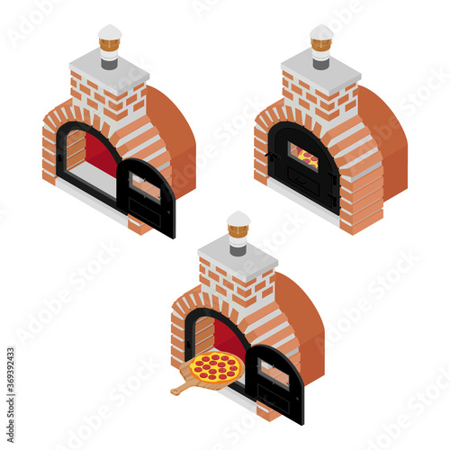 Italian pizza on wooden board cooked in oven. Salami pizza for restaurants, pizzerias