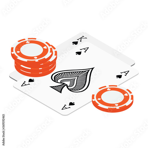 Playing cards and poker chips casino