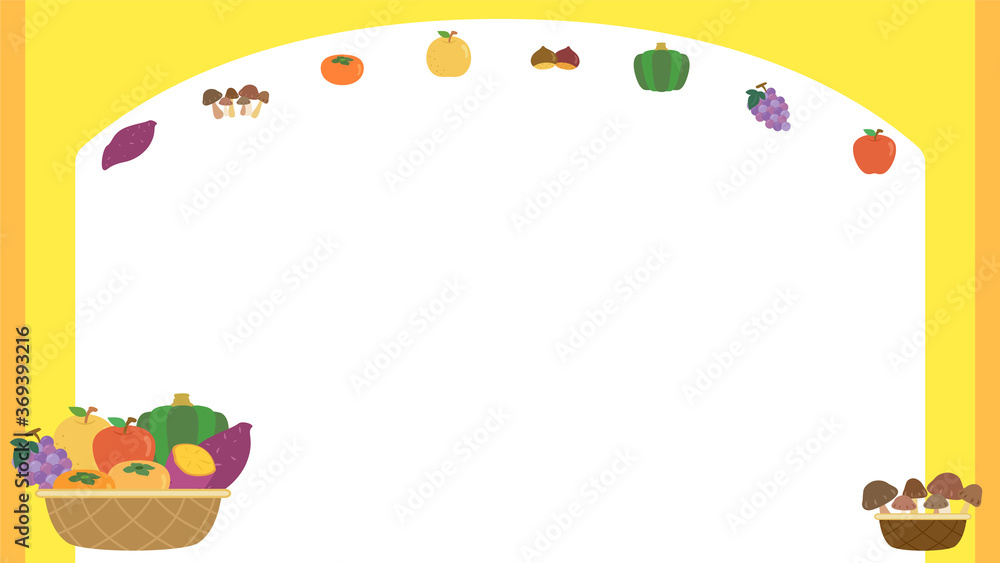 Vecteur Stock 野菜や果物がおいしい秋の味覚イラストフレーム 枠 ベクター Adobe Stock