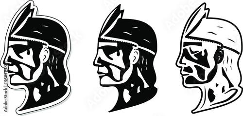 South  American Indian cacique - side view, contour - vector illustration