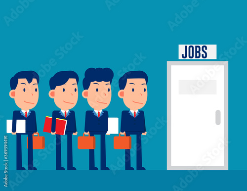 Professional people group queuing for the jobs