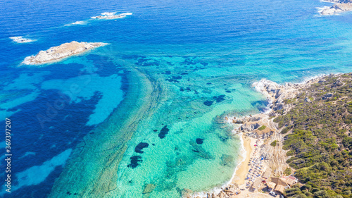 Aerial view in Tigania beach in Greece.