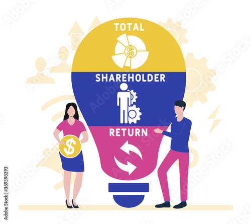 Flat design with people. TSR - Total Shareholder Return. business concept background. Vector illustration for website banner, marketing materials, business presentation, online advertising.