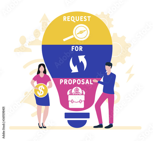 Flat design with people. RFP - Request For Proposal. business concept. Vector illustration for website banner, marketing materials, business presentation, online advertising.