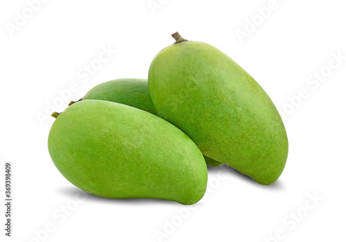 green mango isolated on white background.
