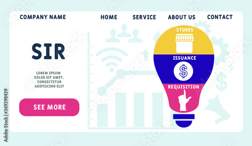 Vector website design template . SIR - Stores Issuance Requisition. illustration for website banner, marketing materials, business presentation, online advertising.